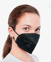 Респиратор с клапаном выдоха ПРОФ.KN95 черный (1шт)